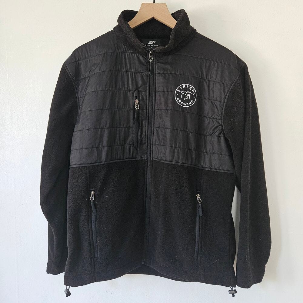 3 Sheeps Brewing‎ Full Zip Fleece Jacket Unisex S Black Embroidered Logo